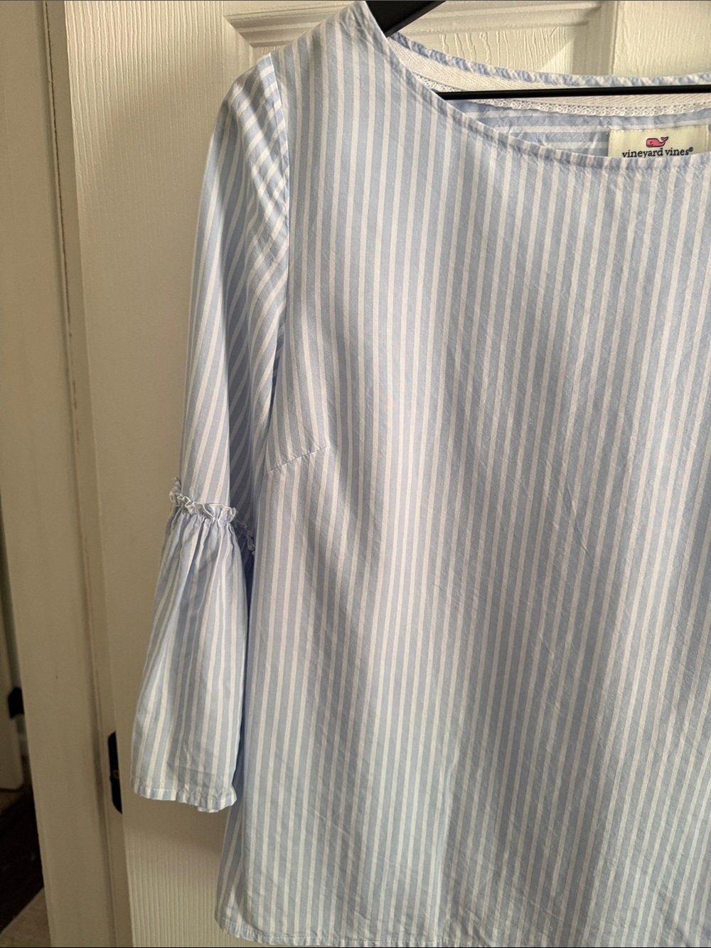 Vineyard Vines Light Blue & White Striped Bell-Sleeve Blouse - Picture 5 of 13